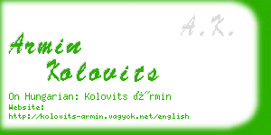 armin kolovits business card